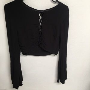 Long Sleeve Cut-out Crop Top